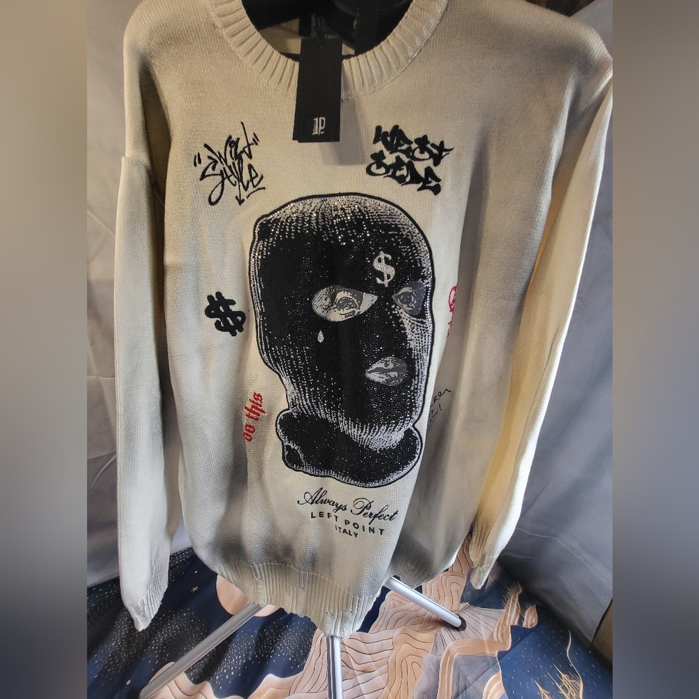 Men's Graphic Sweater - Black and Cream